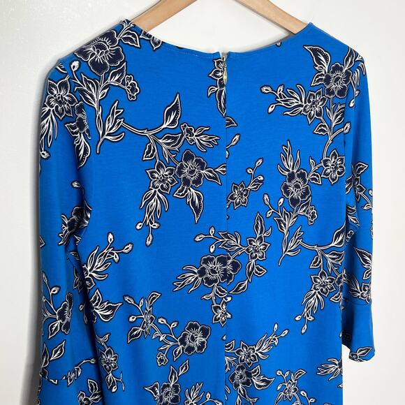 Draper James Womens Geranium Bell Sleeve Shift Dress Medium Blue Floral Stretch - Picture 6 of 9